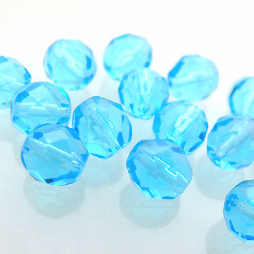 15 St. Glasschliffperlen 8mm aquamarin blau Facetten Perlen zur Schmuckherstellung