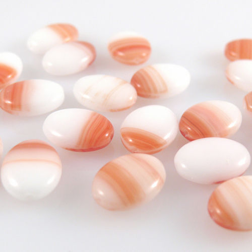 20 Glasperlen oval Perlen Oliven weiß orange 12mm Bastelperlen Bastelsteine-1032