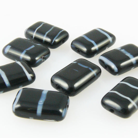9 Perlen 12x8mm Glasperlen Rechtecke schwarz Beads zum Auffädeln Bastelperlen