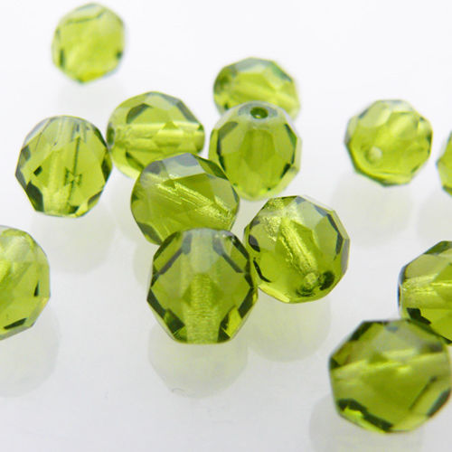 15x PRECIOSA Glasschliffperlen Perlen 8mm olivgrün böhmische Schliffperlen -578