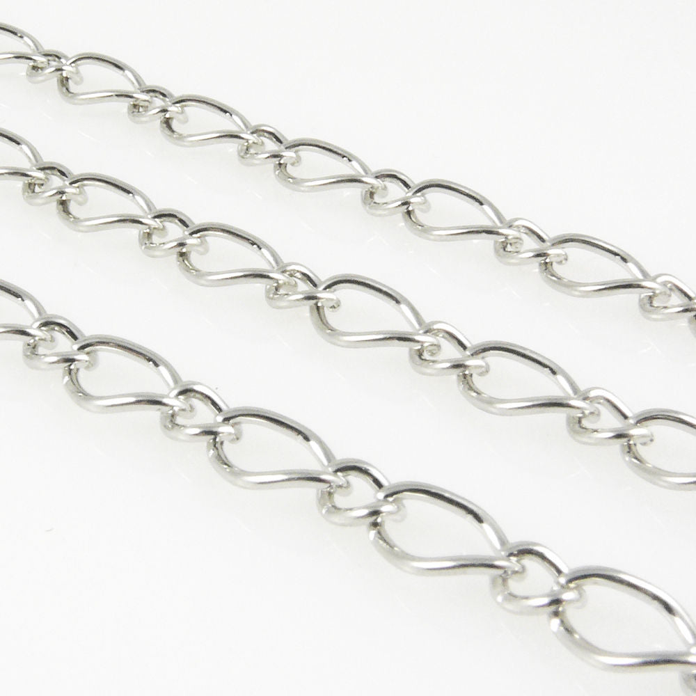 100cm Metallkette Gliederkette 10x7mm 6x4mm Ankerkette silberfarben Verbinder