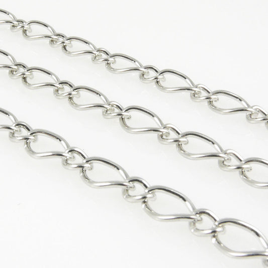 100cm Metallkette Gliederkette 10x7mm 6x4mm Ankerkette silberfarben Verbinder