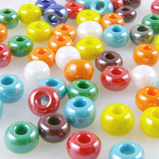 70x große Rocailles 2/0 Perlen Glasperlen Farben-Mix 7mm Beads bunt -166