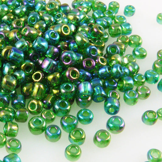 250 Rocailles Perlen Glasperlen 4mm AB grün Glas Beads Bastelperlen -988