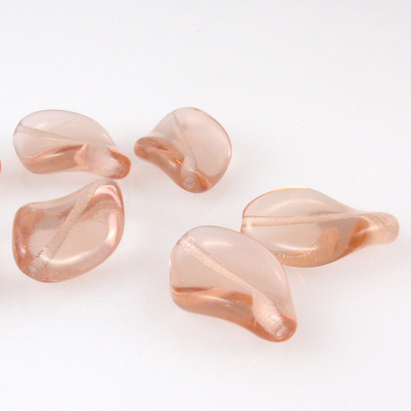 7x böhmische Perlen Rauten getwistet hellrosa Glasperlen 18mm zum Basteln -1523