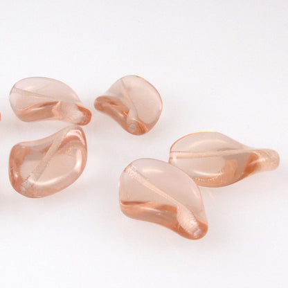 7x böhmische Perlen Rauten getwistet hellrosa Glasperlen 18mm zum Basteln -1523