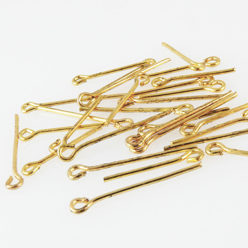 24 St. Ösenstifte Kettelstifte vergoldet 15mm Stifte Verbinder zum Schmuck Basteln