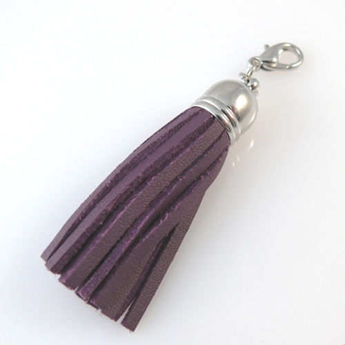 Charm Kettenanhänger Quaste Troddel Kunstleder lila 8cm -1172