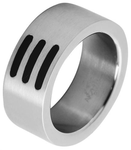 Herren Edelstahlring Gr. 62 Herrenring schwarz silbern Ring aus Edelstahl