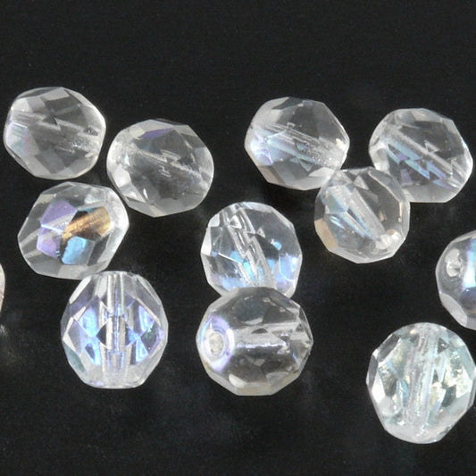 12x Glasschliffperlen 8mm Facettenperlen kristall AB Kugel Beads zum Basteln-866