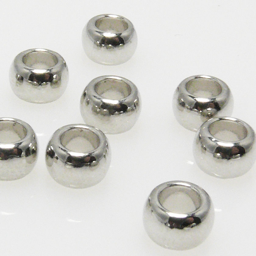 10 Metallperlen Perlen 4x6mm Spacer Großlochperlen silber Metallrocailles -1007
