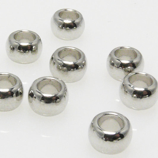 10 Metallperlen Perlen 4x6mm Spacer Großlochperlen silber Metallrocailles -1007