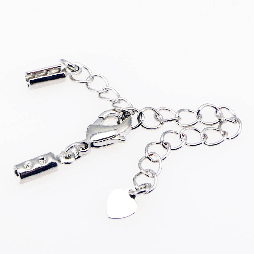 Set Karabiner 12mm Verlängerungskette Klemmkappen silbern Verschlüsse -1145