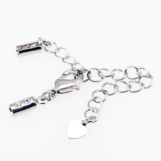 Set Karabiner 12mm Verlängerungskette Klemmkappen silbern Verschlüsse -1145