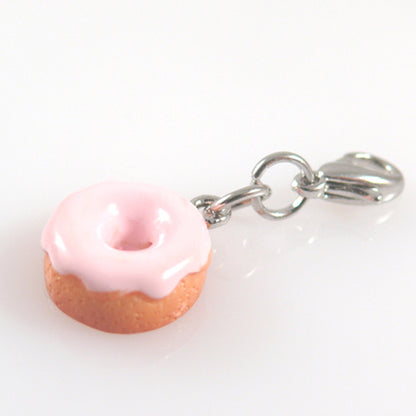 süsser Charms Anhänger Donat Pink Silber 3,5cm Charmanhänger für Armbänder