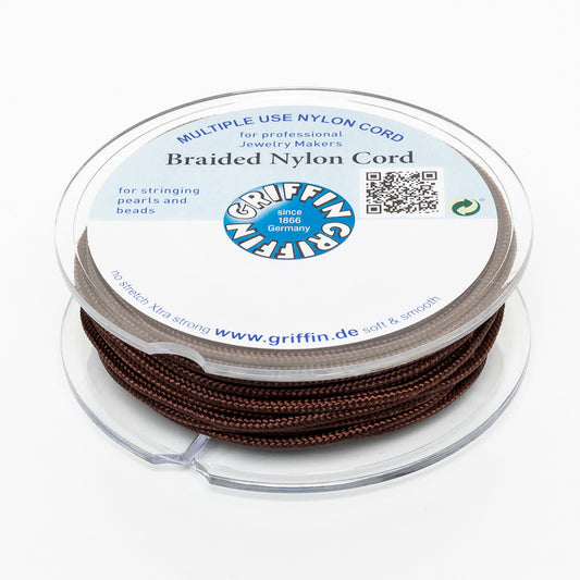 GRIFFIN geflochtene Nylonschnur Ø 2mm Braun Spule 10m Schmuckband Faden Schnur  -119