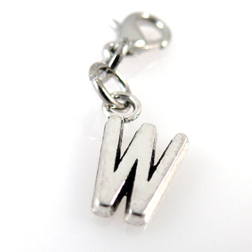 Charms Buchstabenanhänger W Silber Anhänger für Bettelarmbänder Altsilber