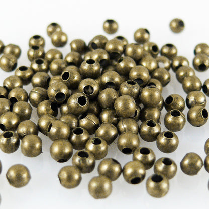 150 Metallperlen Kugeln 3mm rund bronzefarben Metallkugeln zum Schmuck Basteln