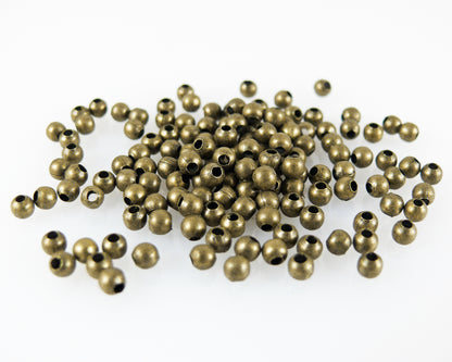 150 Metallperlen Kugeln 3mm rund bronzefarben Metallkugeln zum Schmuck Basteln