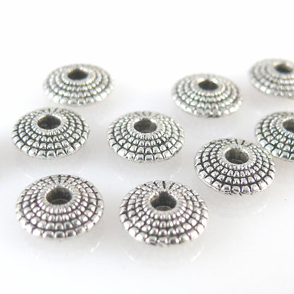10 Metallperlen Metall Diskus 8mm silberfarben Spacer Perlen Scheiben Rondelle