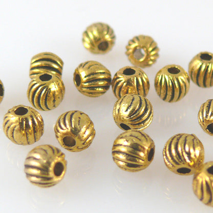 20 Metallperlen Kugeln 4mm Metall Perlen altgold Metallkugeln Bastelperlen gold