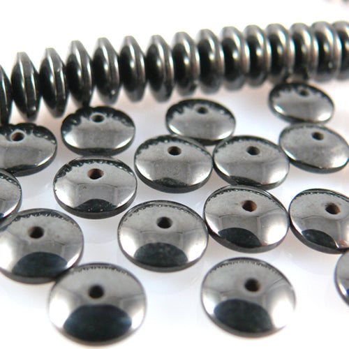 20 Hämatit Perlen Diskus 8mm Spacer metallgrau Hämatitsteine zum Basteln -1365