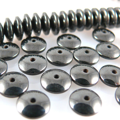 20 Hämatit Perlen Diskus 8mm Spacer metallgrau Hämatitsteine zum Basteln -1365