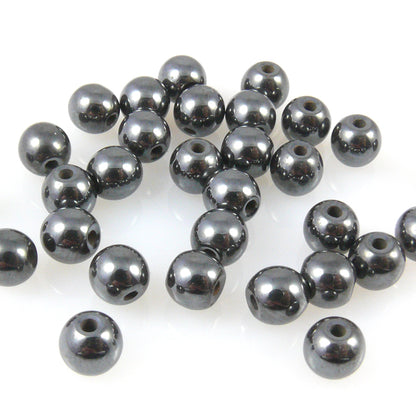 30 Hämatit Perlen Kugeln 6mm Bastelperlen metallgrau Schmuckkugeln grau -139