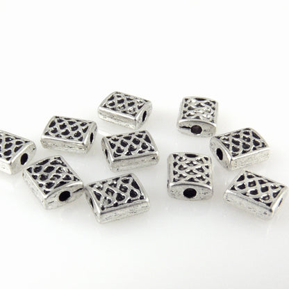 10x Metallperlen Rechtecke 7mm Metall Spacer Perlen altsilber Bastelperlen -1438