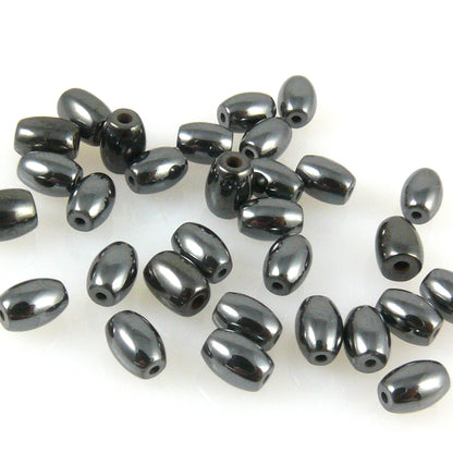 30 Hämatit Perlen Oliven 6mm Perlen oval metallgrau Hämatitperlen grau -1441
