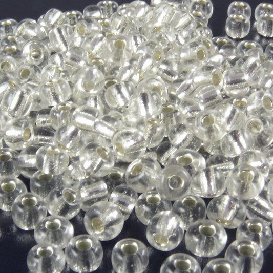 Rocailles Glasperlen kristall mit Silbereinzug 3-4mm 270x Perlen Rocaillesperlen 1470