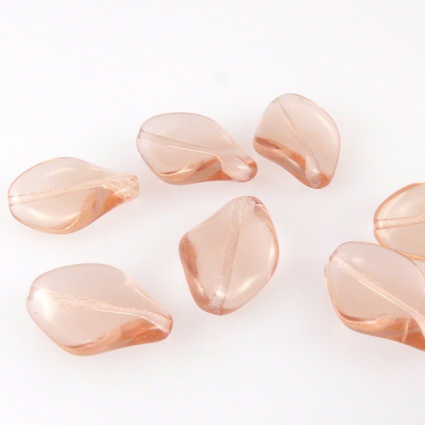 7x böhmische Perlen Rauten getwistet hellrosa Glasperlen 18mm zum Basteln -1523
