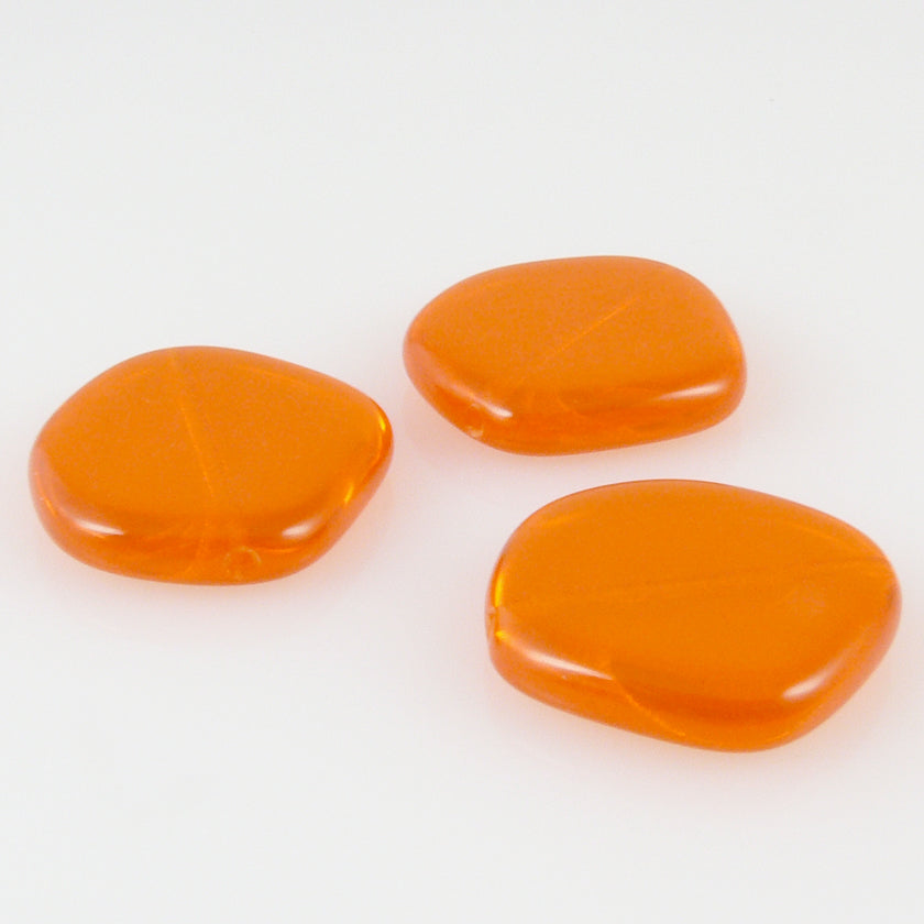 3 große Glasperlen 21mm orange Bastelperlen Scheiben Schmucksteine -1525
