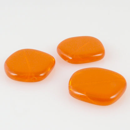 3 große Glasperlen 21mm orange Bastelperlen Scheiben Schmucksteine -1525