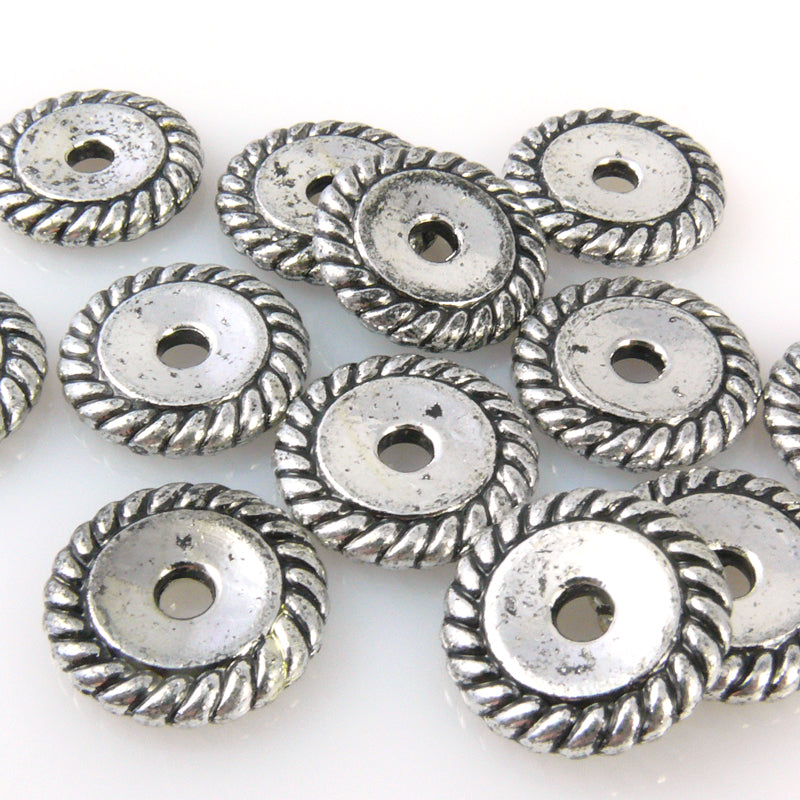 12 Kunststoffperlen Rondell 18mm Acrylperlen Spacer Perlen silber Spacerperlen