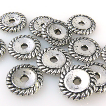 12 Kunststoffperlen Rondell 18mm Acrylperlen Spacer Perlen silber Spacerperlen