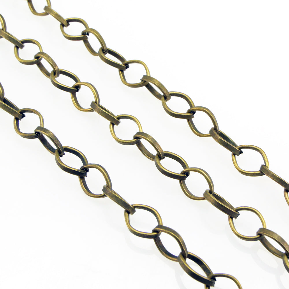 1m Metallkette Gliederkette 7x6mm Ankerkette bronzefarben Schmuckkette Rohling