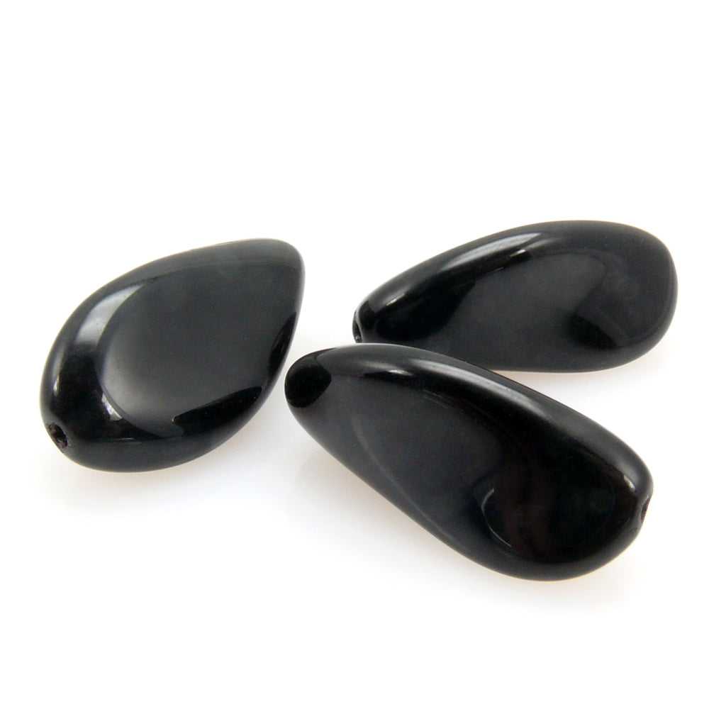 3 schwarze böhmische Glasperlen 24mm edle Perlen zum Basteln Glasbeads