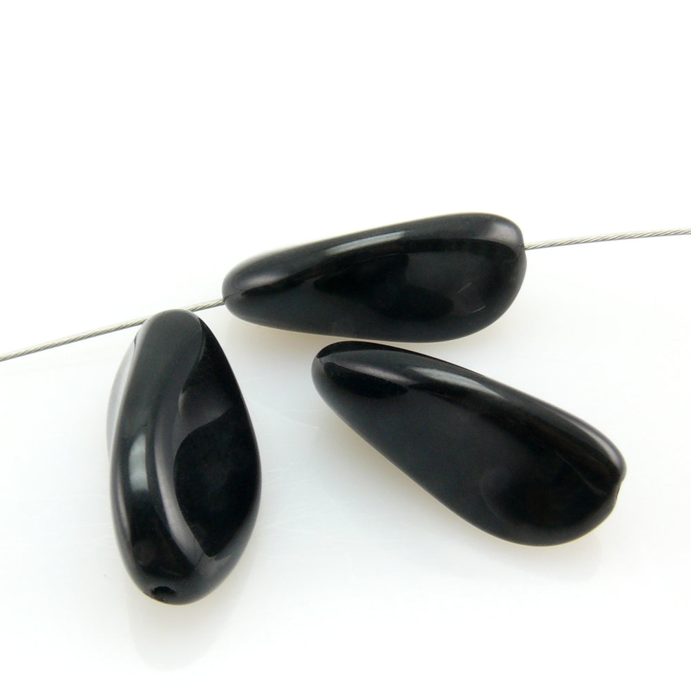 3 schwarze böhmische Glasperlen 24mm edle Perlen zum Basteln Glasbeads
