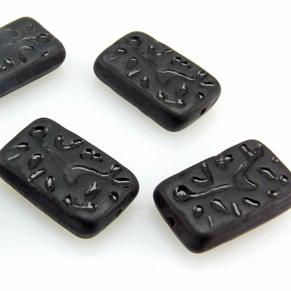 5 schwarze Glasperlen 19mm Rechteck große Perlen schwarz Bastelsteine -1690