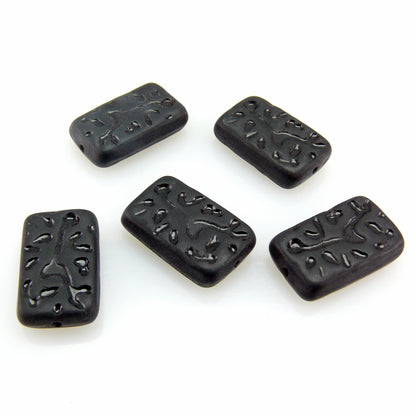 5 schwarze Glasperlen 19mm Rechteck große Perlen schwarz Bastelsteine -1690