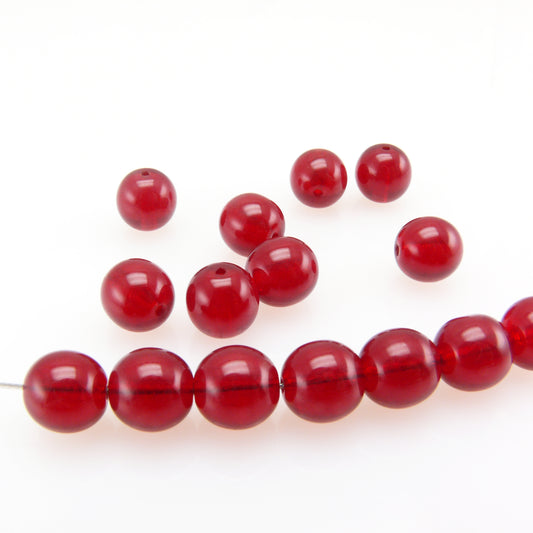 15 St. Böhmische Glasperlen Kugeln 8mm Perlen rote Beads zum Auffädeln