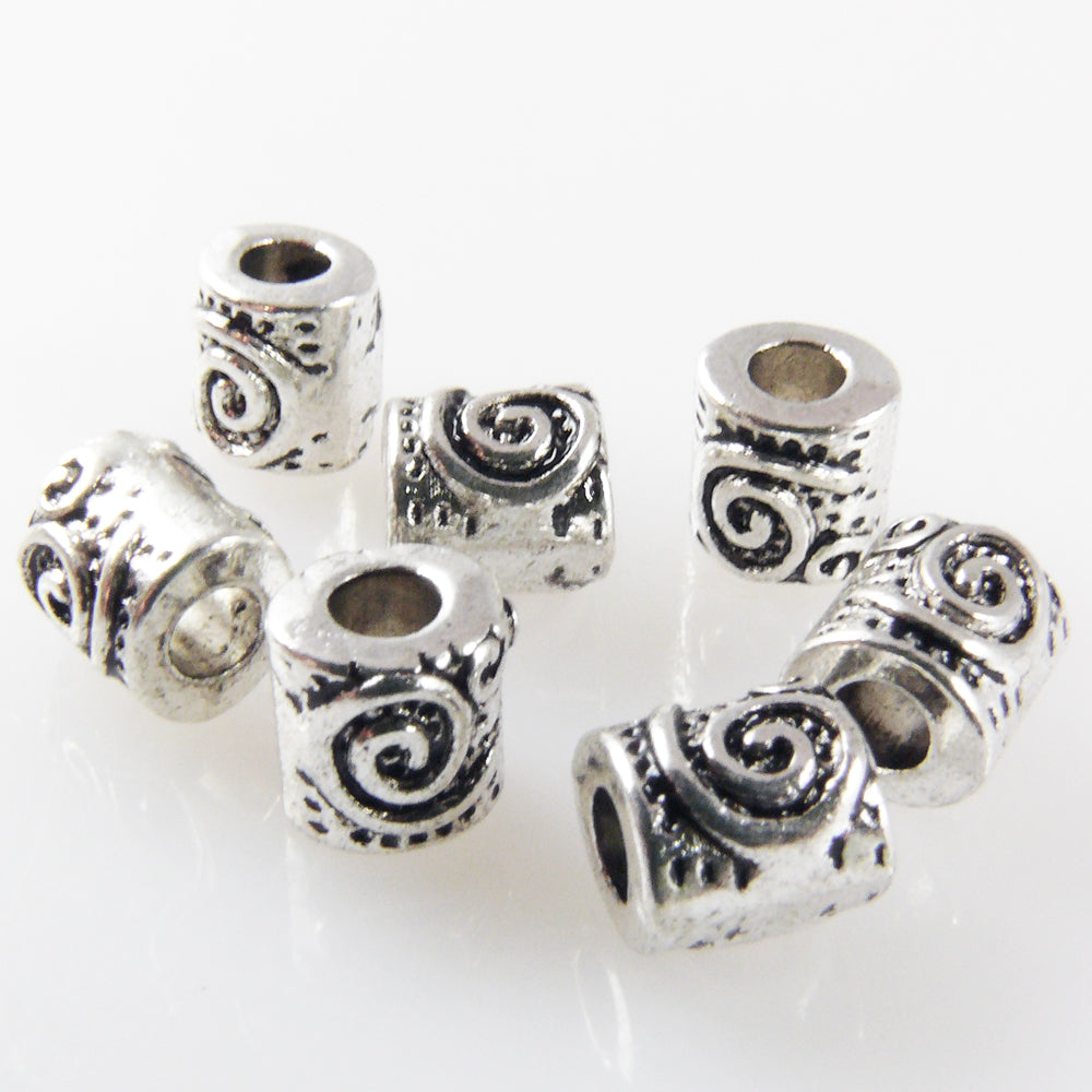 7 Metallperlen Perlen 6mm Spacer Großlochperlen Beads altsilber Metallbads
