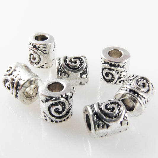 7 Metallperlen Perlen 6mm Spacer Großlochperlen Beads altsilber Metallbads