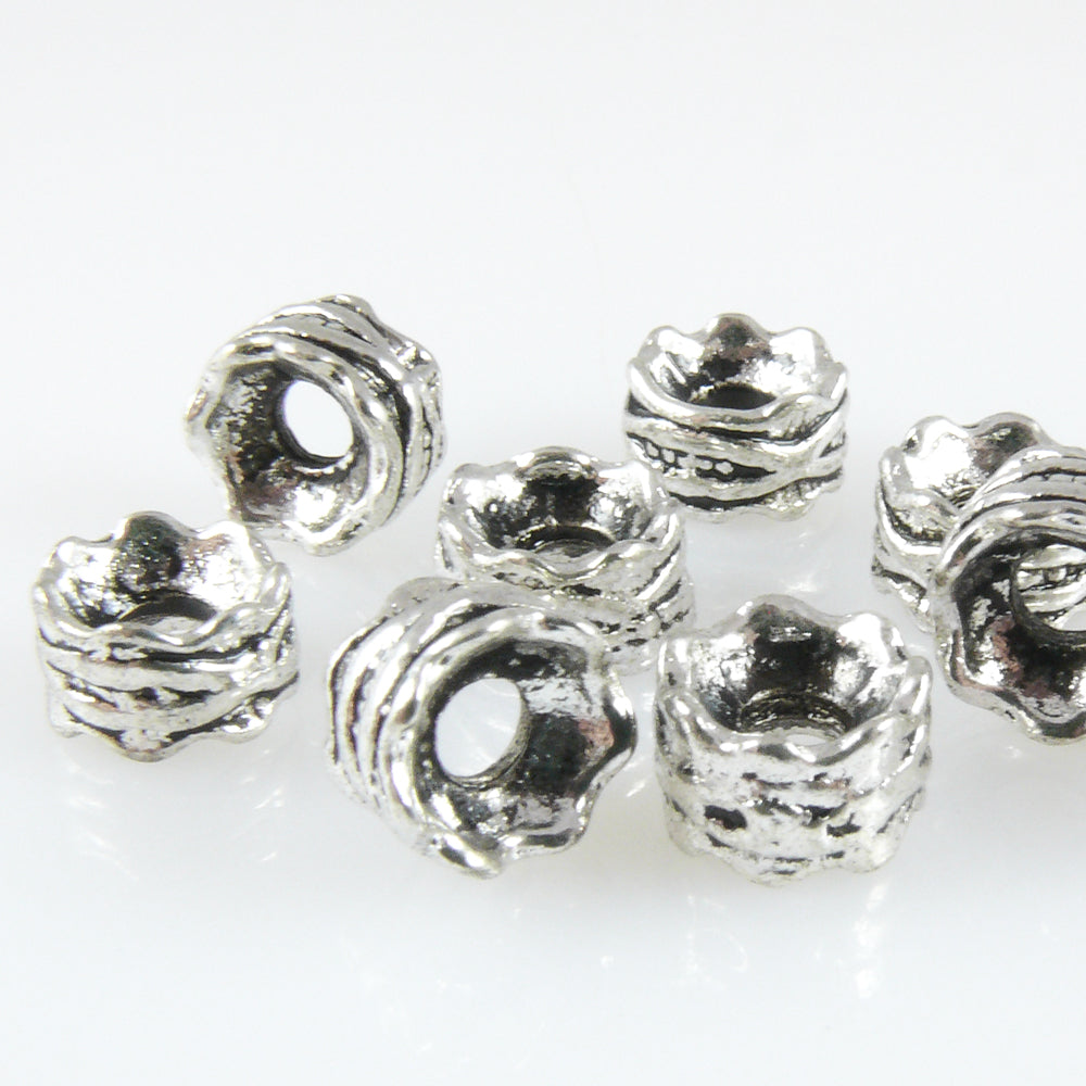 9 Metallperlen Perlen 8mm Spacer Großlochperlen altsilber Metall Bastelperlen