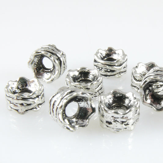 9 Metallperlen Perlen 8mm Spacer Großlochperlen altsilber Metall Bastelperlen
