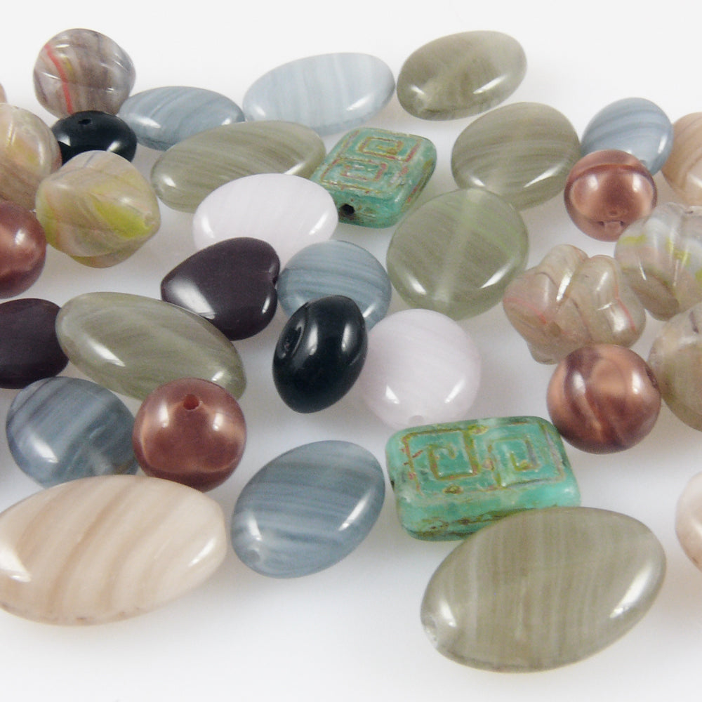 Perlen Mix Glasperlen Mischung bunt 5-16mm 40St. Glas Beads Perlenmix
