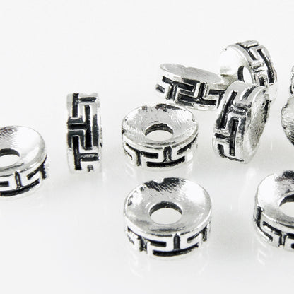 10 St. Metallperlen 3x7mm Spacer Großlochperlen altsilber Metall Beads Bastelperlen