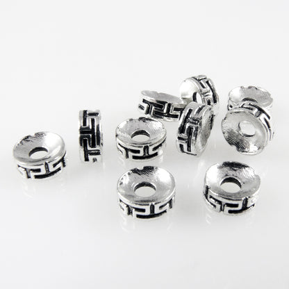 10 St. Metallperlen 3x7mm Spacer Großlochperlen altsilber Metall Beads Bastelperlen