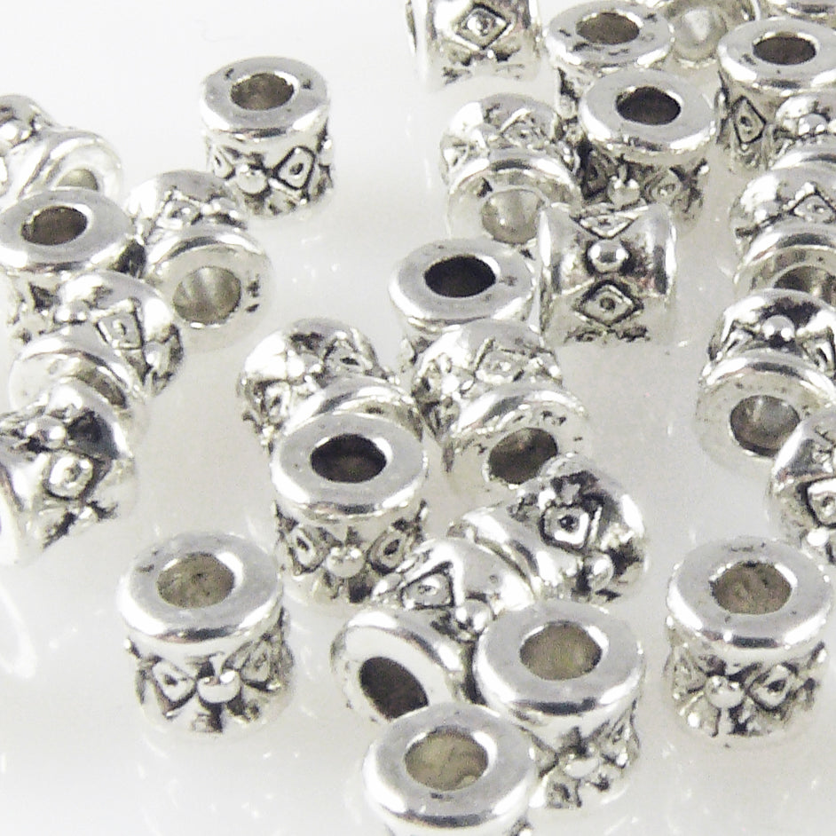 50x Metallperlen Spacer kleine Beads 3,8x3,7mm Metall Perlen altsilber Metallbeads